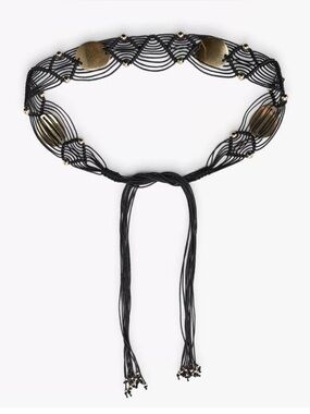 ZARA BELT - METAL PIECE CROCHET CORD BELT NWT Size 32